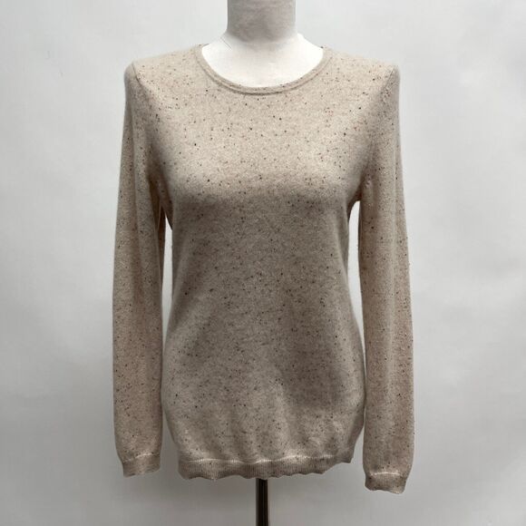 Talbots Sweaters - Talbots Sweater Medium Speckled Beige 100% Cashmere Round Neckline Long Sleeve